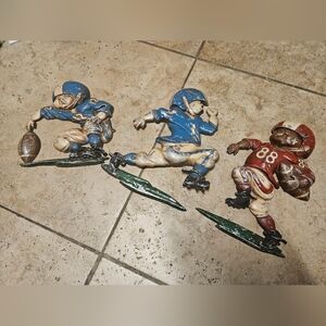 Vintage 1976 HOMCO Set of 3 Metal Football Players Wall Decor Usdd Condition . 